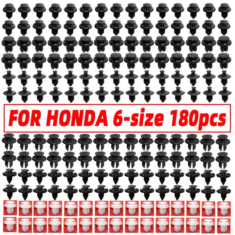 180Pcs Mixed Auto Fastener Clips Push Retainer Pin Rivet Panel Kit Mixed Car Clips for Honda Civic Accord Crv Car Accessories