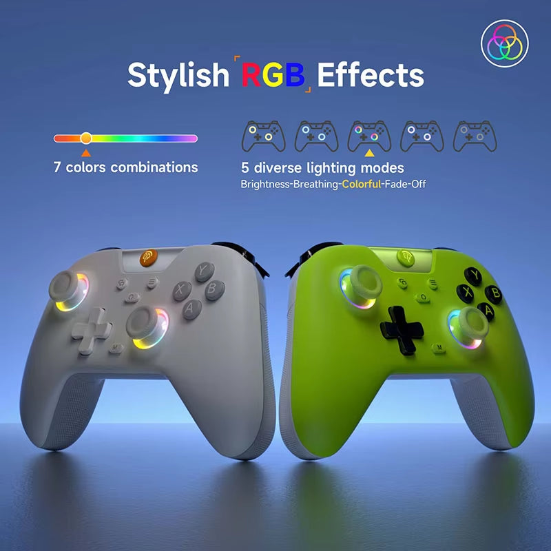 Easysmx X05 Wireless Gamepad Bluetooth Gaming Controller Compatible with Pc/Phone/Switch/ Steam Gamer, RGB Light, Hall Effect