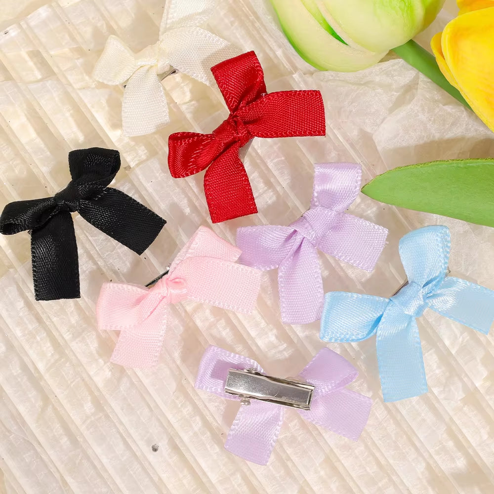 Cute Ribbon Bow Hair Clips for Girls Korean Style Bowknot Mini Side Clip Hairpin Barrette Headwear Baby Hair Pin Accessories