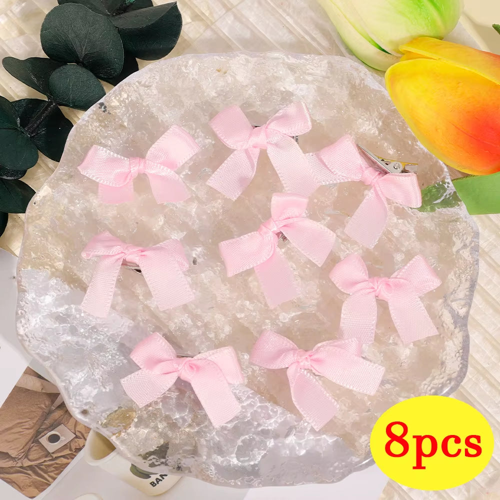 Cute Ribbon Bow Hair Clips for Girls Korean Style Bowknot Mini Side Clip Hairpin Barrette Headwear Baby Hair Pin Accessories